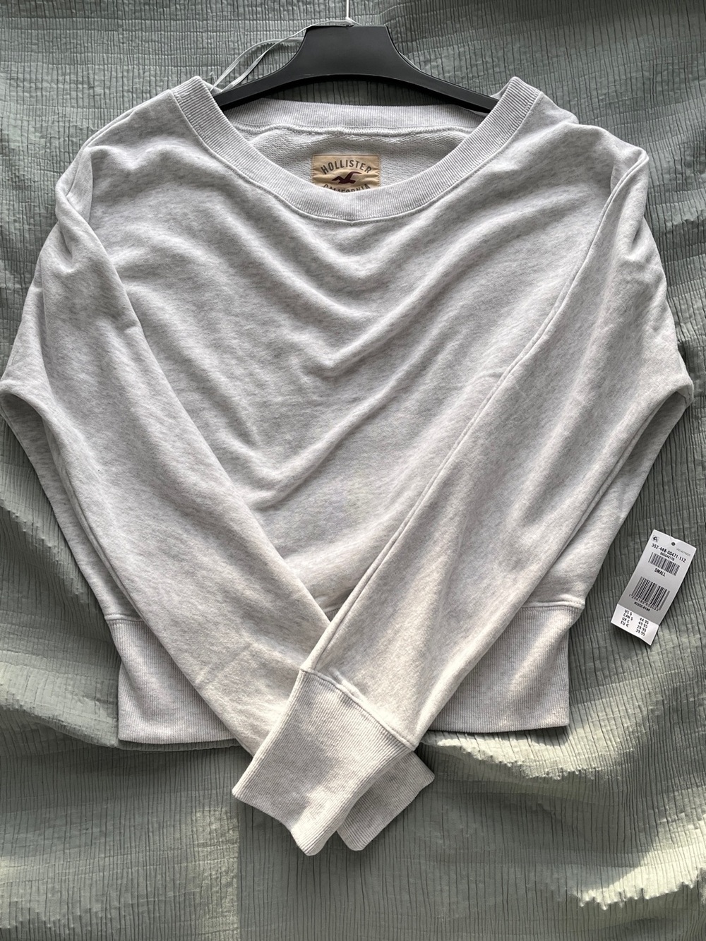 Hollister Heather Light Gray Off Shoulder Sweatshirt